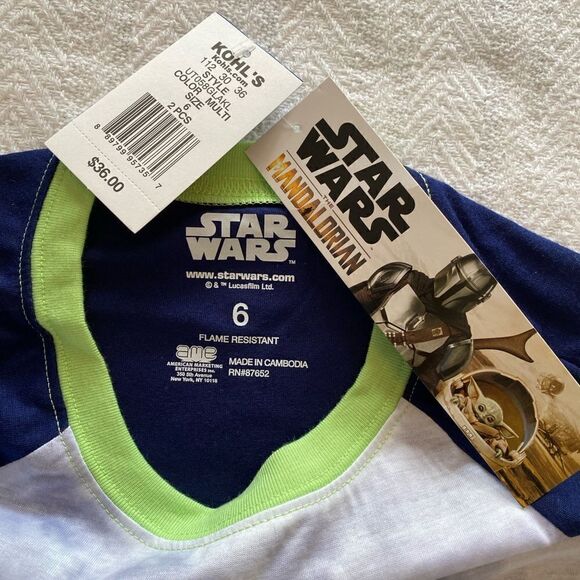 STAR WARS GIRL'S Size 6 Baby Yoda Top and Short Pajama Set - Picture 3 of 4